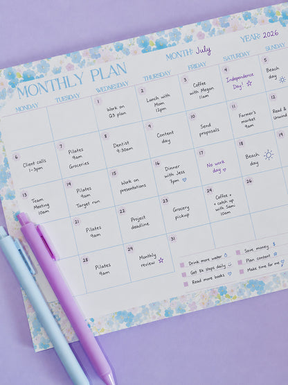Lavender Floral Monthly Planner