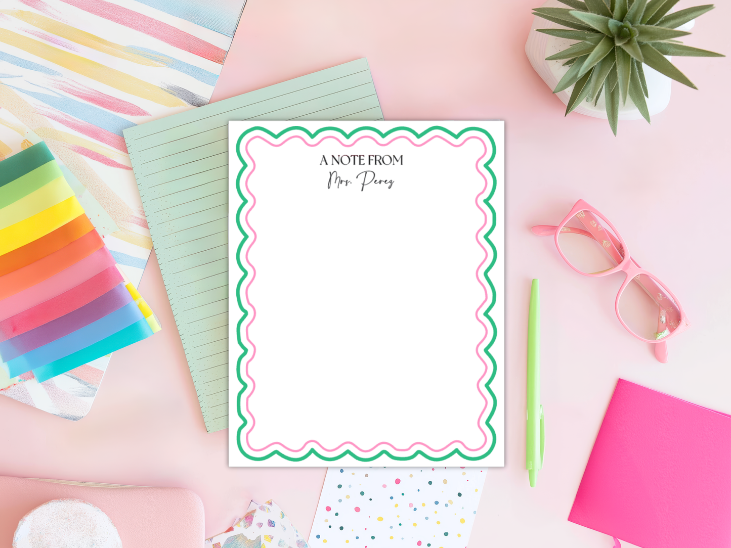 Wavy Note Cards Set with Envelopes