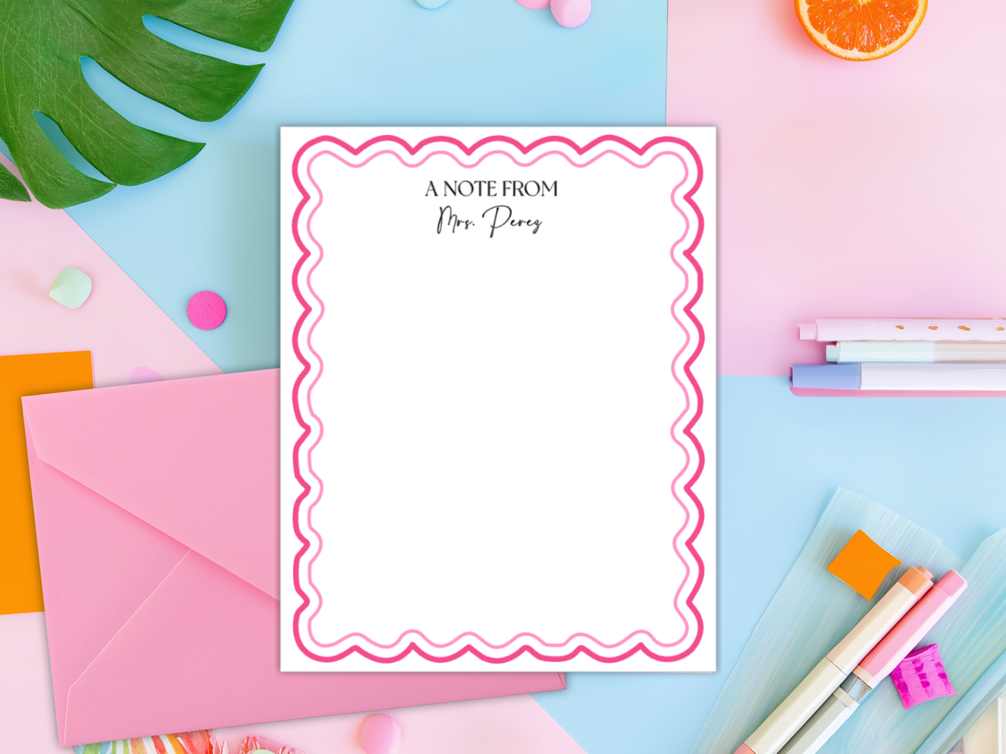Wavy Note Cards Set with Envelopes