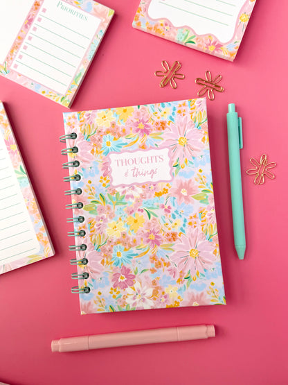 Ditsy Floral Hardcover Spiral Notebook – Pastel Daily Planner Journal