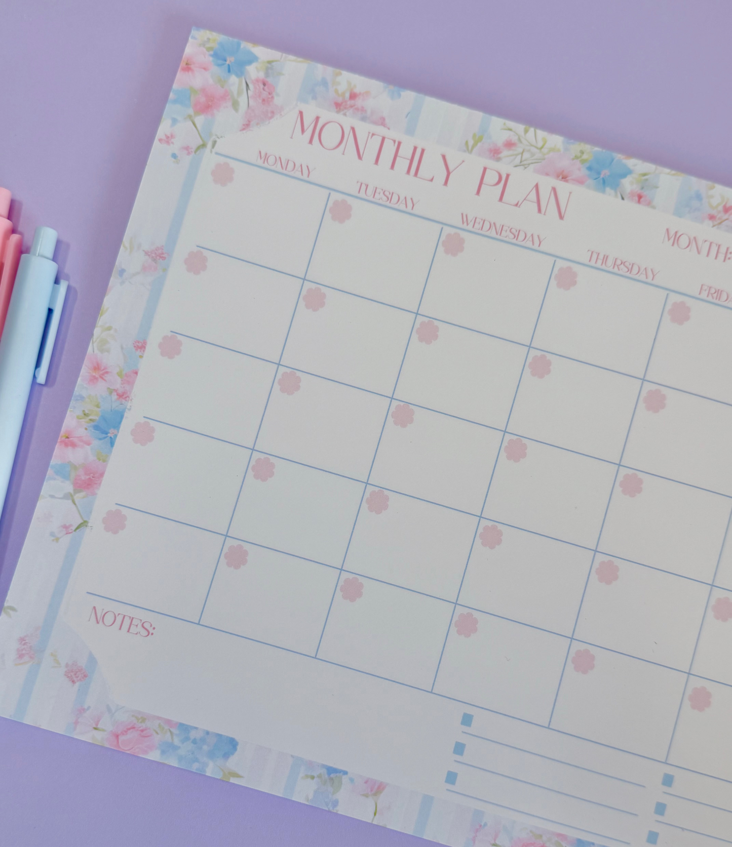 Lavender Floral Monthly Planner