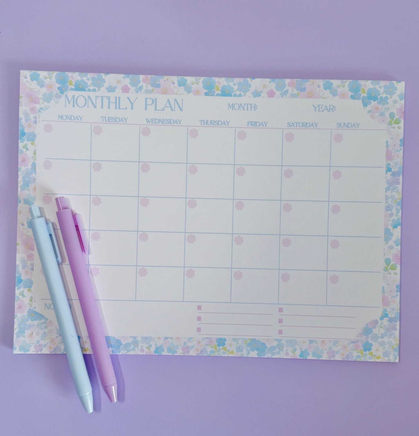 Lavender Floral Monthly Planner