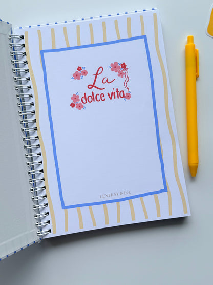 La Dolce Vita Spiral Notebook | Italian Summer Lined Notebook